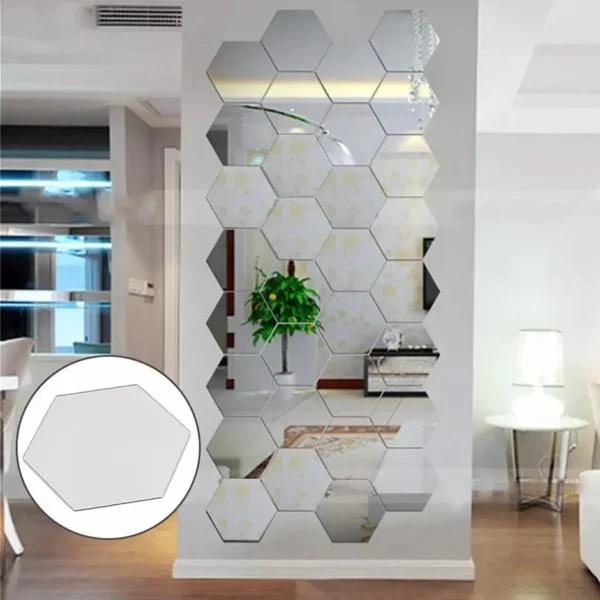 Acrylic Hexagon wall decor Mirror(Silver) - Wall Decor - Image 2