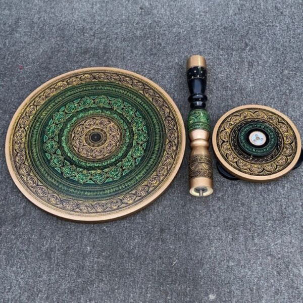 Artistic Table With Nakshi Art Top Green Multi Colour - Image 2