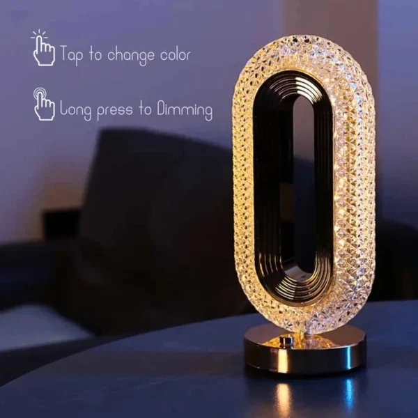 Modern Luxury Oval USB Rechargeable Crystal Table Lamp - Illuminate Your Space