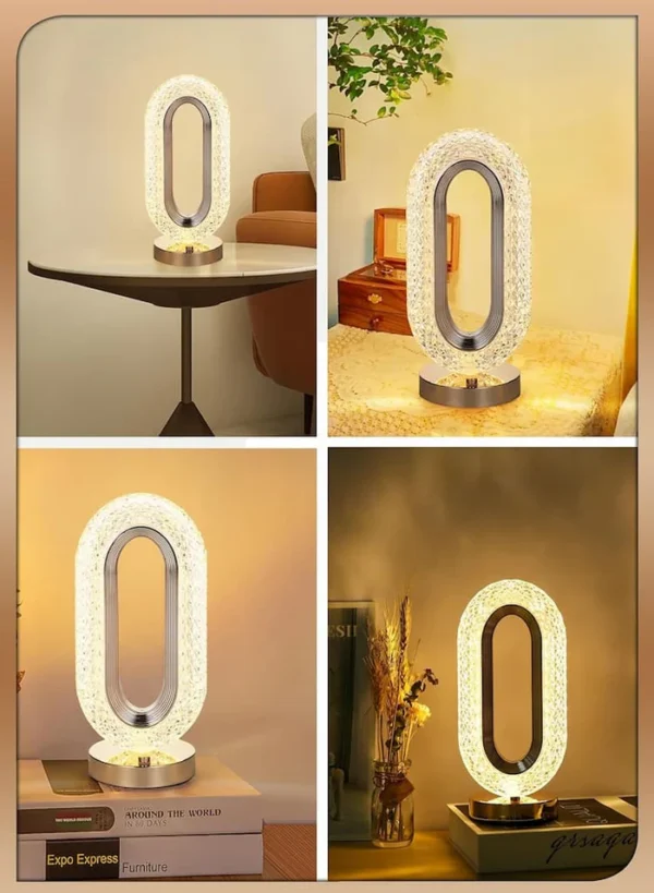Modern Luxury Oval USB Rechargeable Crystal Table Lamp - Illuminate Your Space - Image 2