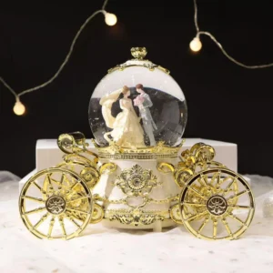Disney Cinderella & Prince Charming Carriage Snow Globe – Musical Collectible Music Box