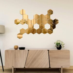 Acrylic Hexagon Mirror Wall Stickers (12 Pieces)
