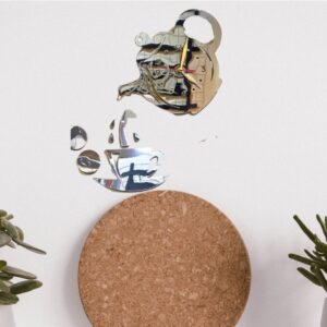 Tea & Cup Mirror Wall Clock