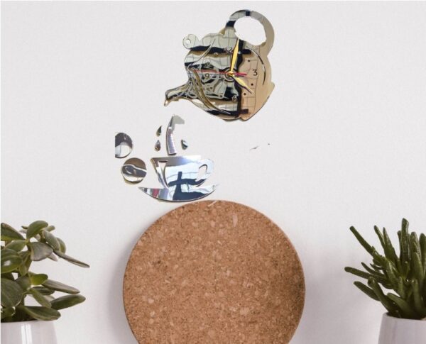 Tea & Cup Mirror Wall Clock