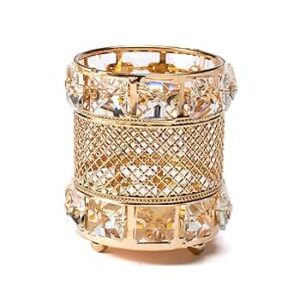 Luxury Crystal Gold Candle Jar – Decorative Metal Holder for Home, Wedding
