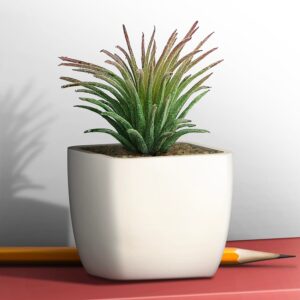 Mini Artificial Potted Plant – Fake Greenery Small Faux Plant for Home, Office Desk, Shelf, Bedroom, Bathroom & Farmhouse Decor