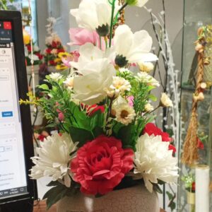 Elegant Artificial Flowers with Pot Pack Of Two – Faux Plant for Home, Office, Table & Indoor Decoration