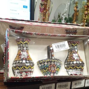 3 Pcs Handmade Mirrorwork Showpiece – Traditional Sindhi Cultural Decor Set