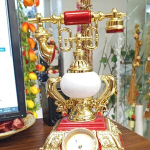 Retro Telephone Shape Lamp Clock – Vintage Decorative Clock with Lamp for Home & Office