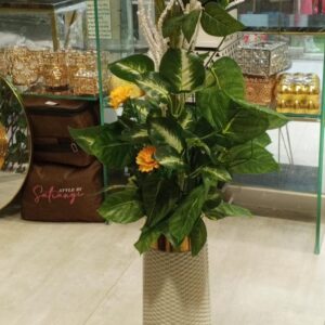 Artificial Flowers & Plants in Plastic Vases – Elegant Home Decoration Item