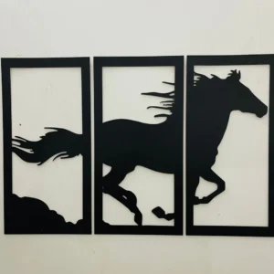 Wooden Wall Decor – Elegant Horse Scenery Design | Rustic Home Accent