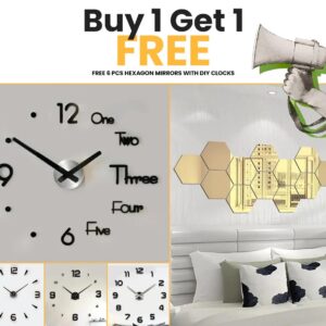 Buy 1 DIY Wall Clock, Get Hexagon Mirror Set Free – Summer Mega Deal