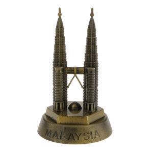 Malaysian Petronas Twin Towers Statue – Antique Metallic Landmark Showpiece & Decor Figure